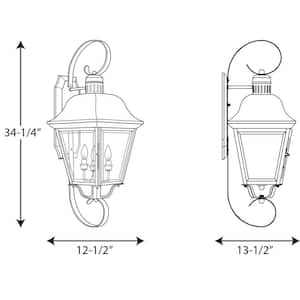Andover Collection 4-Light Antique Bronze Clear Beveled Glass Farmhouse Outdoor Extra-Large Wall Lantern Light