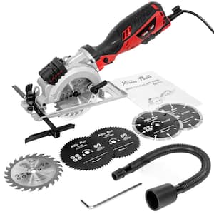 5.88 Amp 4-1/2 in. Corded Worm Drive Circular Saw with 6 Saw Blades and Beam Guide 3500 RPM
