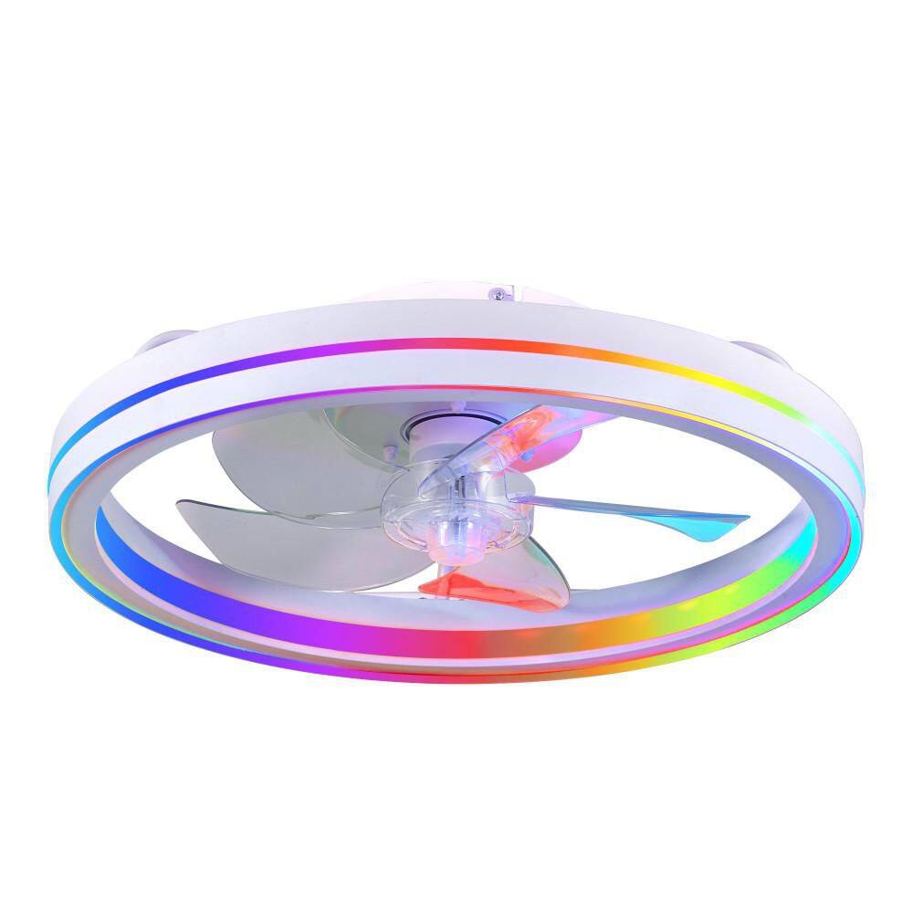 Flare 19 in. RGBW Smart Modern Scandi Flush Mount Fandelier, 6-Speed Reversible Indoor Ceiling Fan with Light and Remote price history on PriceWatchPro