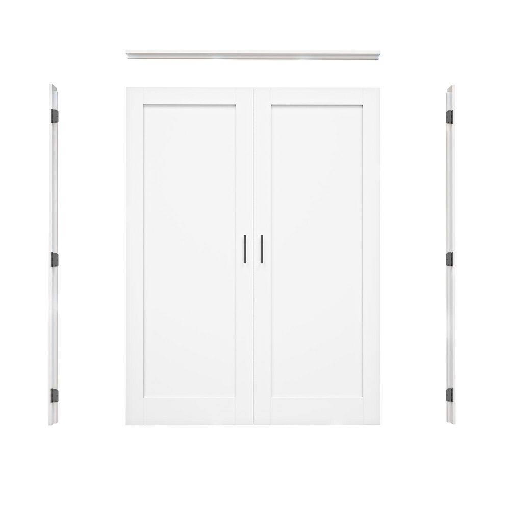 60 in. x 80 in. 5-Panel White Solid Core Wood Universal-Hand Double Prehung Interior French Door+ Frame SetandBall Catch price history on PriceWatchPro