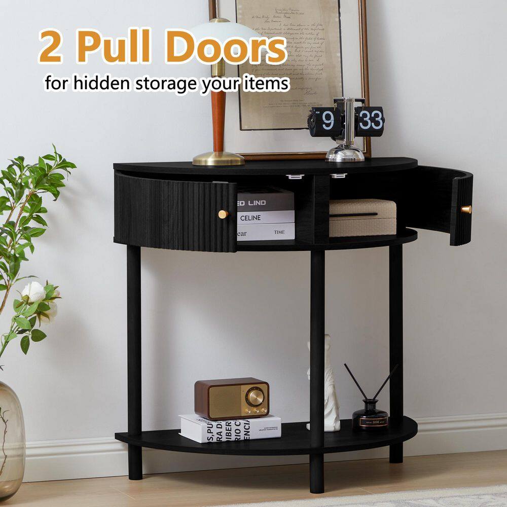 14.37 in. Natural Semi-Circle Wood End Table - thumbnail 4