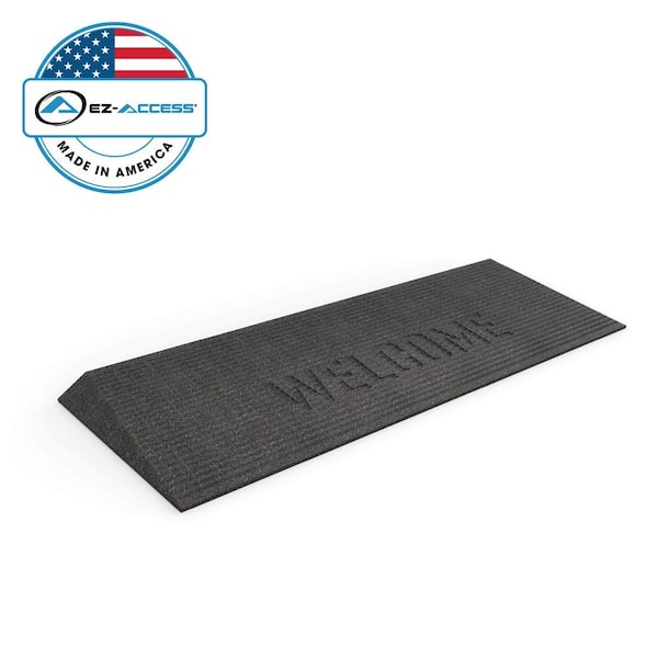 EZ-ACCESS TRANSITIONS 14 in. L x 40 in. W x 1.5 in. H Angled Entry Door Threshold Welcome Mat, Black, Rubber