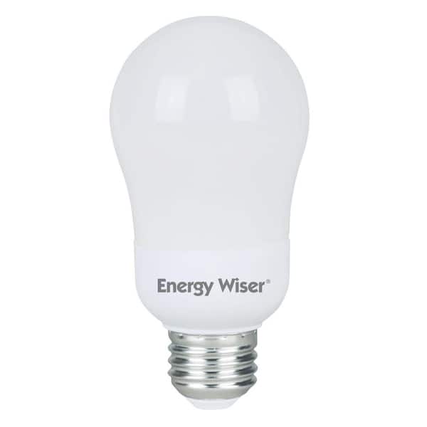 60-Watt Equivalent Warm White A19 Non-Dimmable UL Energy Wiser CFL Lightbulb (4-Pack) 860422 The Home Depot
