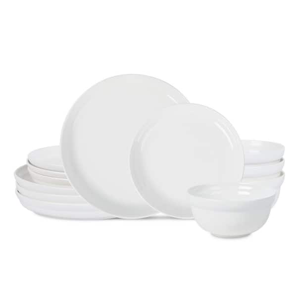 STONE LAIN Virtuo 12-Piece White Porcelain Dinnerware Set (Service for 4)
