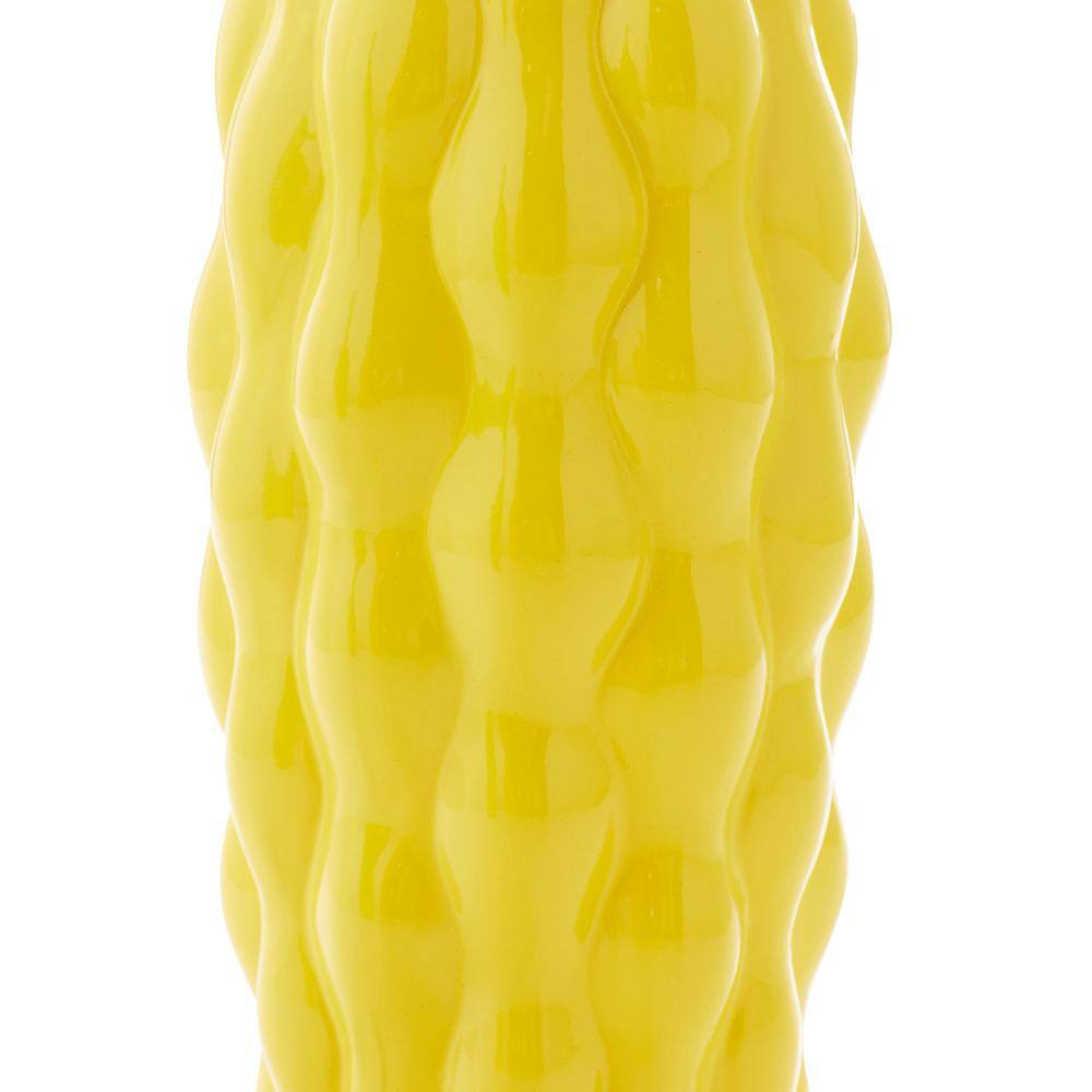 Coastal Charm 18" Trumpet Ceramic Vase Trio in Yellow, Orange, and Green