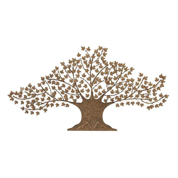 Litton Lane 41 in. x 73 in. Brown Metal Traditional Nature Wall Decor