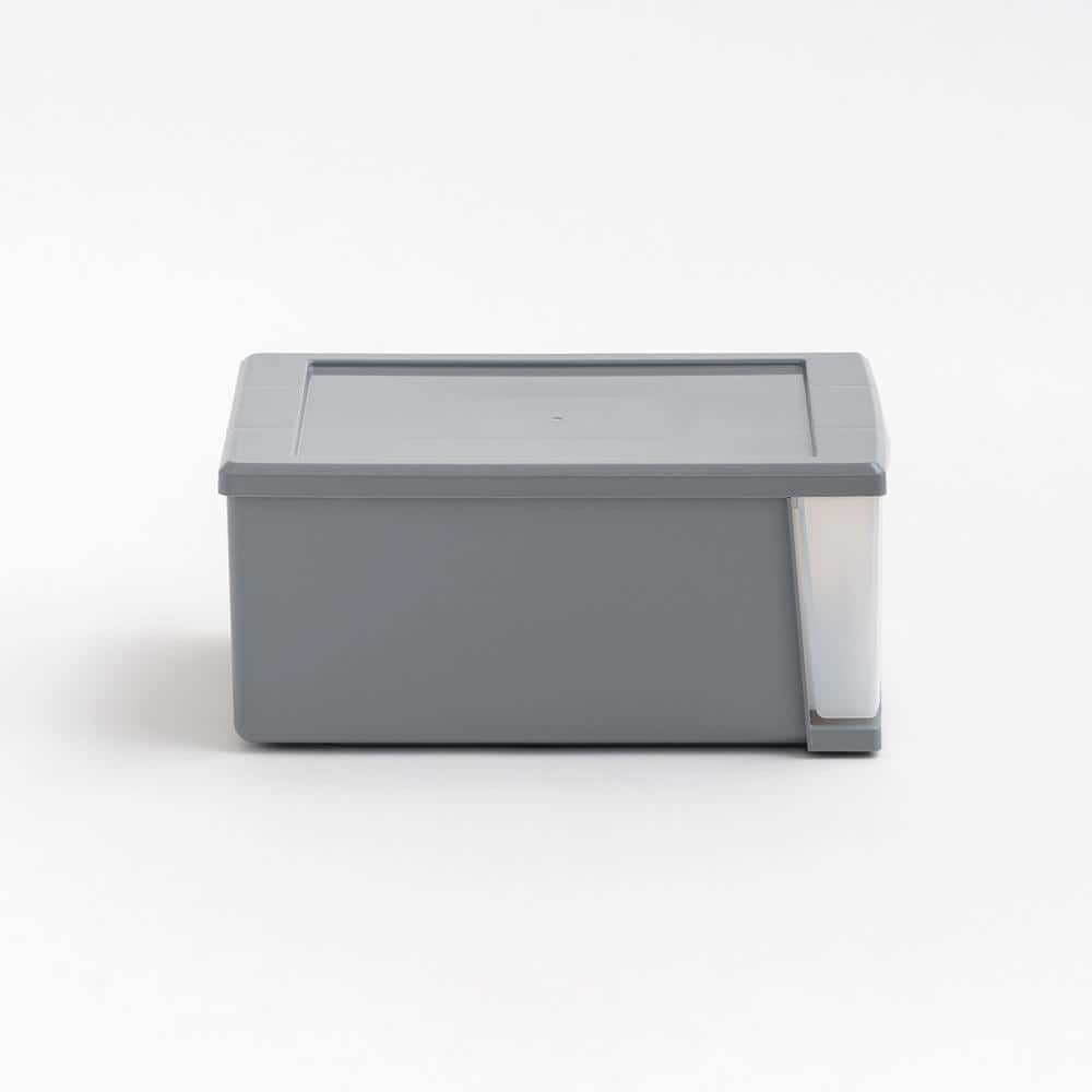 Gray Clear Stackable Plastic Storage Drawers, Set of 5