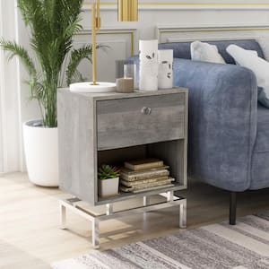 Milo 24 in. H Light Gray Side Table with USB Plug
