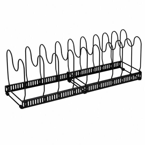 Standing Adjustable Expandable Pot Rack, Holds 10+ Pot Lids/Bakeware/Cookware, Expandable Pans Organizer Holder, Black