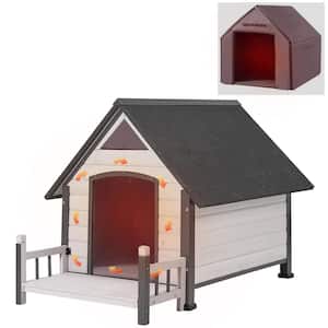 Insulated Large Dog House with Liner Inside: Iron Frame Off White