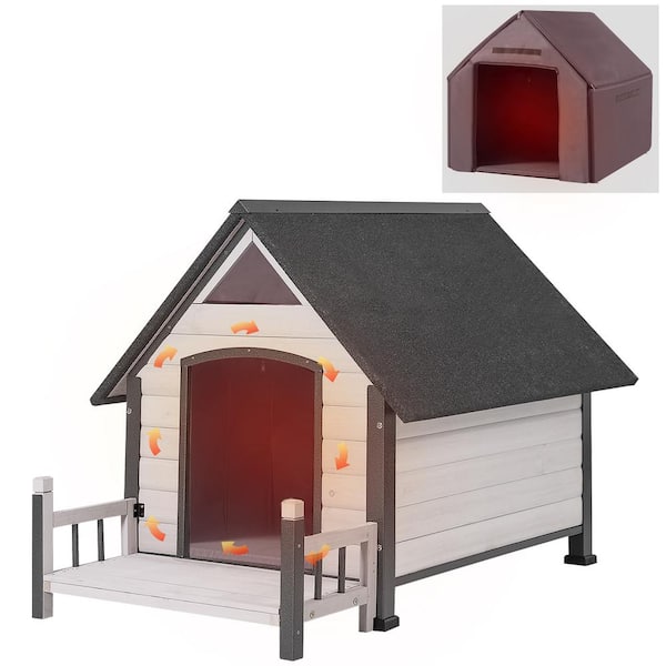 aivituvin Insulated Large Dog House with Liner Inside: Iron Frame Off White