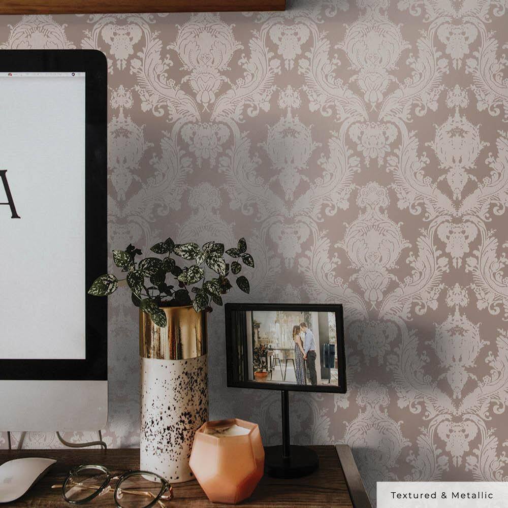 Bisque Damask Self-Adhesive Removable Wallpaper Roll