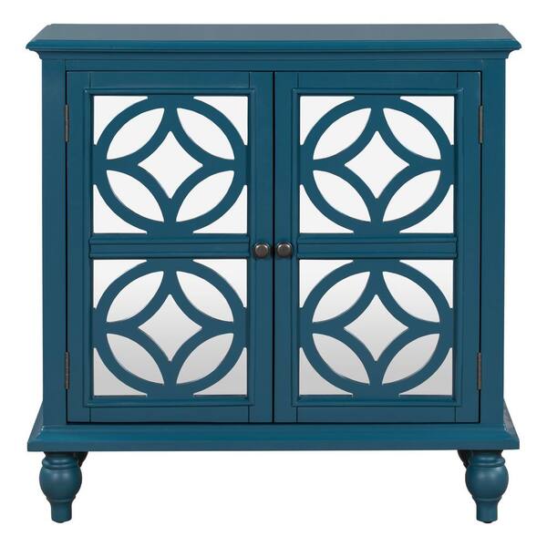 Tileon 33.4 in. W x 12.6 in. D x 34 in. H in Blue MDF Ready to Assemble Kitchen Cabinet with Solid wood Frame and Legs