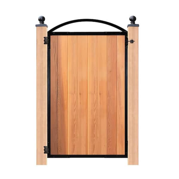 NUVO IRON Black Galvenized Steel 8-Board Gate Frame for 47 in. W Opening with Removable Arch