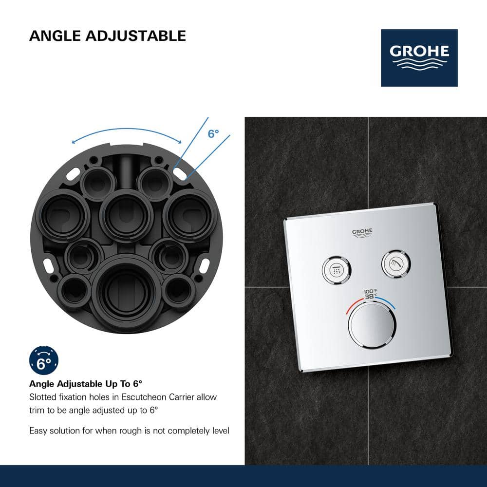 Modern Chrome Wall-Mounted Shower Trim with Push-Button Diverter