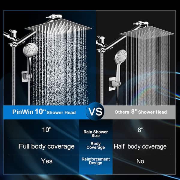 1-Piece High Pressure Rain Shower Head  in Chrome with 11 in. Adjustable Extension Arm and 5 Settings Handheld