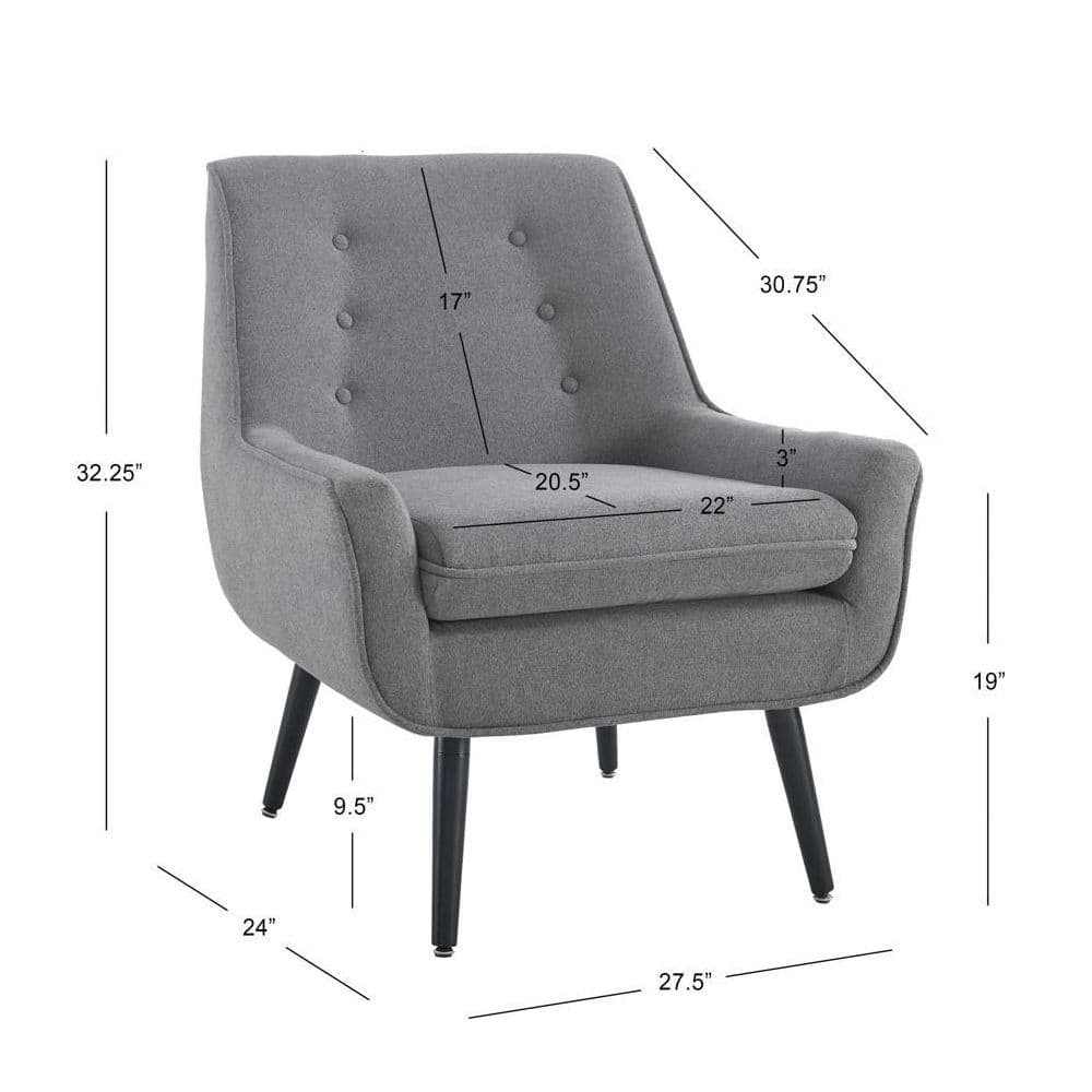 Gray Microfiber Accent Chair with Wood Legs