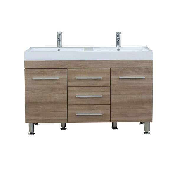 Unbranded The Modern 47 in. W x 18.75 in. D Bath Vanity in Light Oak with Acrylic Vanity Top in White with White Basin