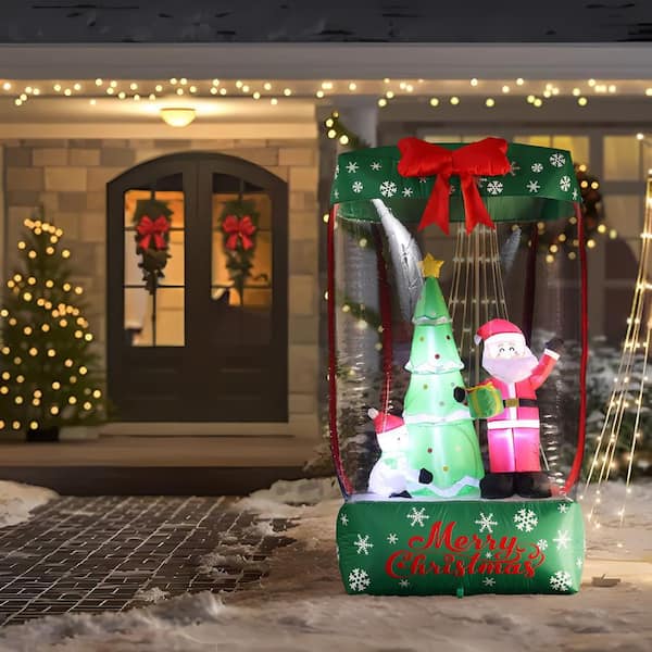 LuxenHome 6 ft. x 3.3 ft. Holiday Santa Display Present LuxenHome 6 ft. x 3.3 ft. Holiday Santa Display Present