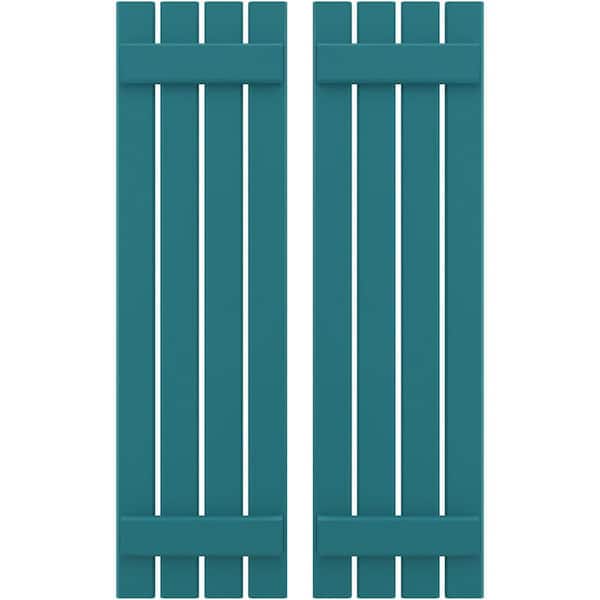 Ekena Millwork 15-1/2 in. W x 39 in. H Americraft 4-Board Exterior Real Wood Spaced Board and Batten Shutters in Antigua