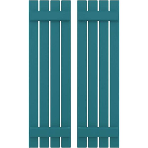 Ekena Millwork 15-1/2 in. W x 42 in. H Americraft 4-Board Exterior Real Wood Spaced Board and Batten Shutters in Antigua