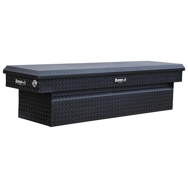 Buyers Products Company 18 in. x 27 in. x 71in. Textured Matte Black Diamond Tread Aluminum Crossover Truck Tool Box - Lower Half 11 x 27 x 60in