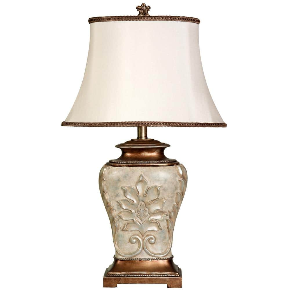 StyleCraft 28 in. Antique White With Gold Accents Table Lamp with