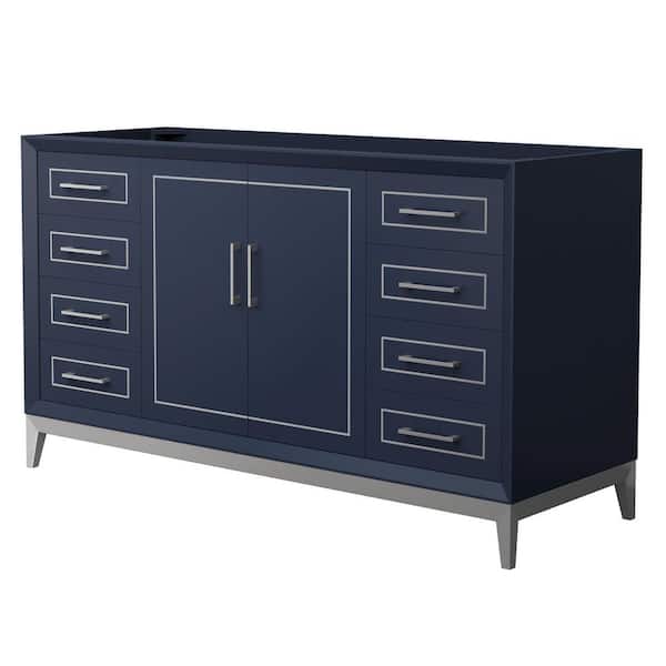Wyndham Collection Marlena 59.75 in. W x 21.75 in. D x 34.5 in. H Single Bath Vanity Cabinet without Top in Dark Blue