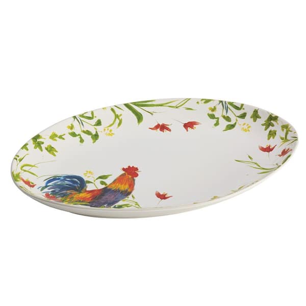 BonJour Dinnerware Meadow Rooster Stoneware 9-3/4 in. x 14 in. Oval Platter