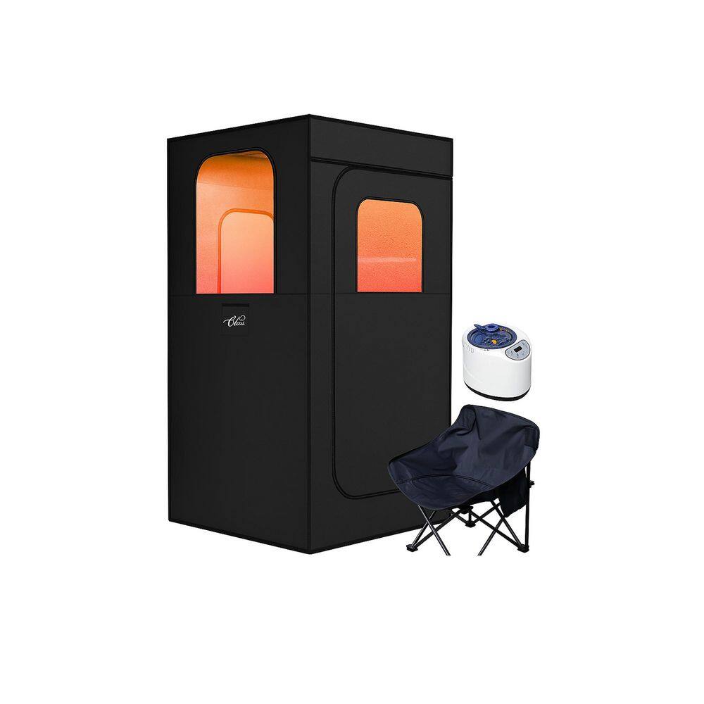Large Personal Indoor Portable Frame Steam Sauna with 3L Steamer Big Sauna Chair Remote Control Safety Black
