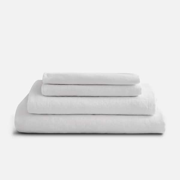 SIJO 4-Piece Snow French Linen King Sheet Set