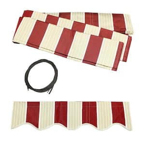 8 ft. x 6.5 ft. Retractable Patio Awning in Multiple Stripe Red