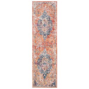 Bristol Blue/Orange 2 ft. x 6 ft. Border Runner Rug