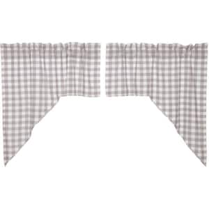 Annie Buffalo Check 36 in. L Cotton Swag Valance in Gray and White Pair
