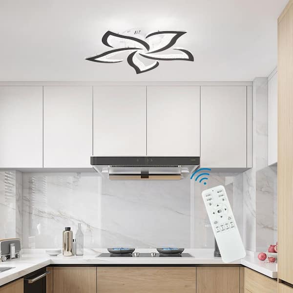 Genoci 23.62 in. 48-Watt Modern Black Integrated LED Flush Mount