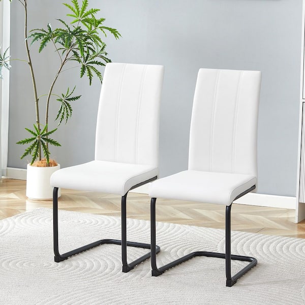 Black/White Faux Leather Dining Chairs Set of 2