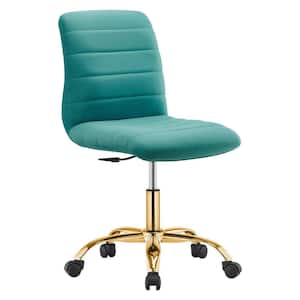Ripple Armless Polyster Adjustable Height Office Chair in Gold Teal
