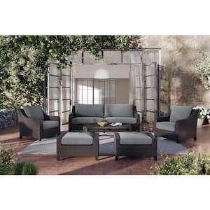 New Classic Furniture Skye 6-Piece Wicker Patio Conversation Set with Gray Cushions