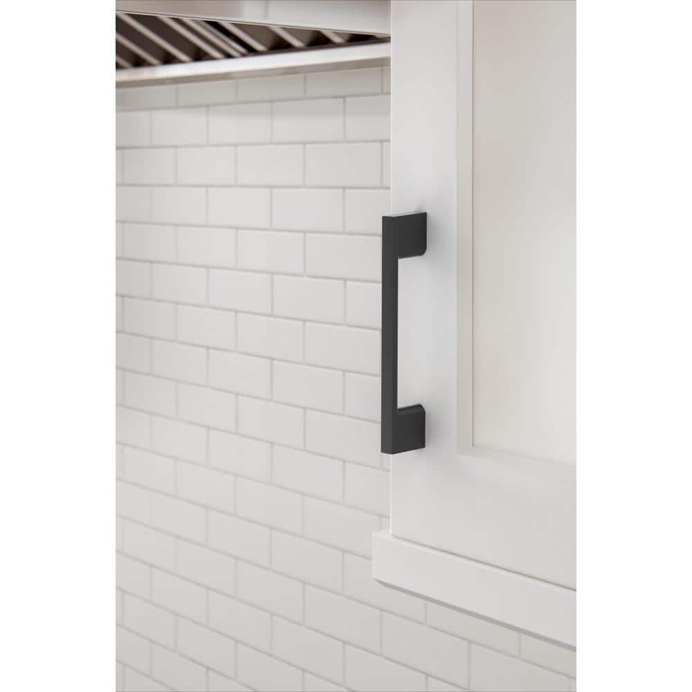Matte Black Modern Bar Cabinet Pulls with Mounting Hardware, 10 Pack