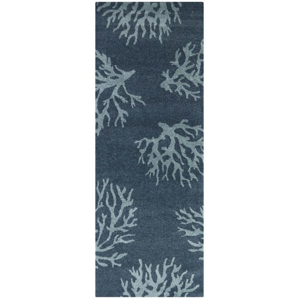 BALTA Caistor Blue 3 ft. x 7 ft. Coral Runner Rug