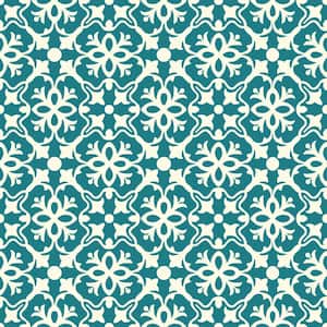 Brooklyn Teal Decorative Residential/Light Commercial Vinyl Sheet Flooring 13.2ft. Wide x Cut to Length