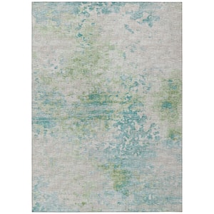 Accord Green 10 ft. x 14 ft. Abstract Indoor/Outdoor Washable Area Rug