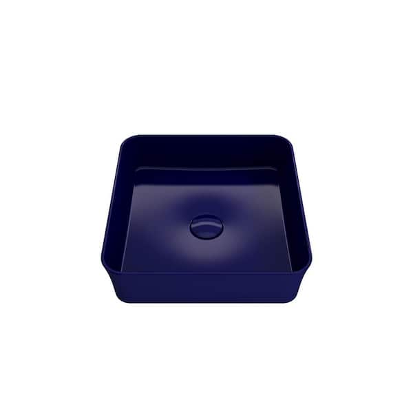 BOCCHI Sottile 15.25 in. Sapphire Blue Fireclay Rectangular Vessel Sink