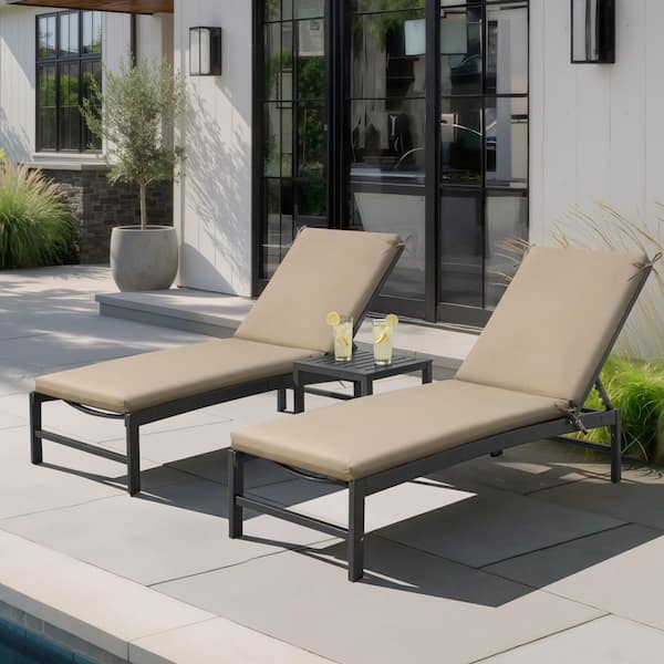 71 in. x 21 in. x 2.75 in. Outdoor Chaise Lounge Cushions 2 Pieces Replacement Patio Pool Lounge Chair Cushions in Beige