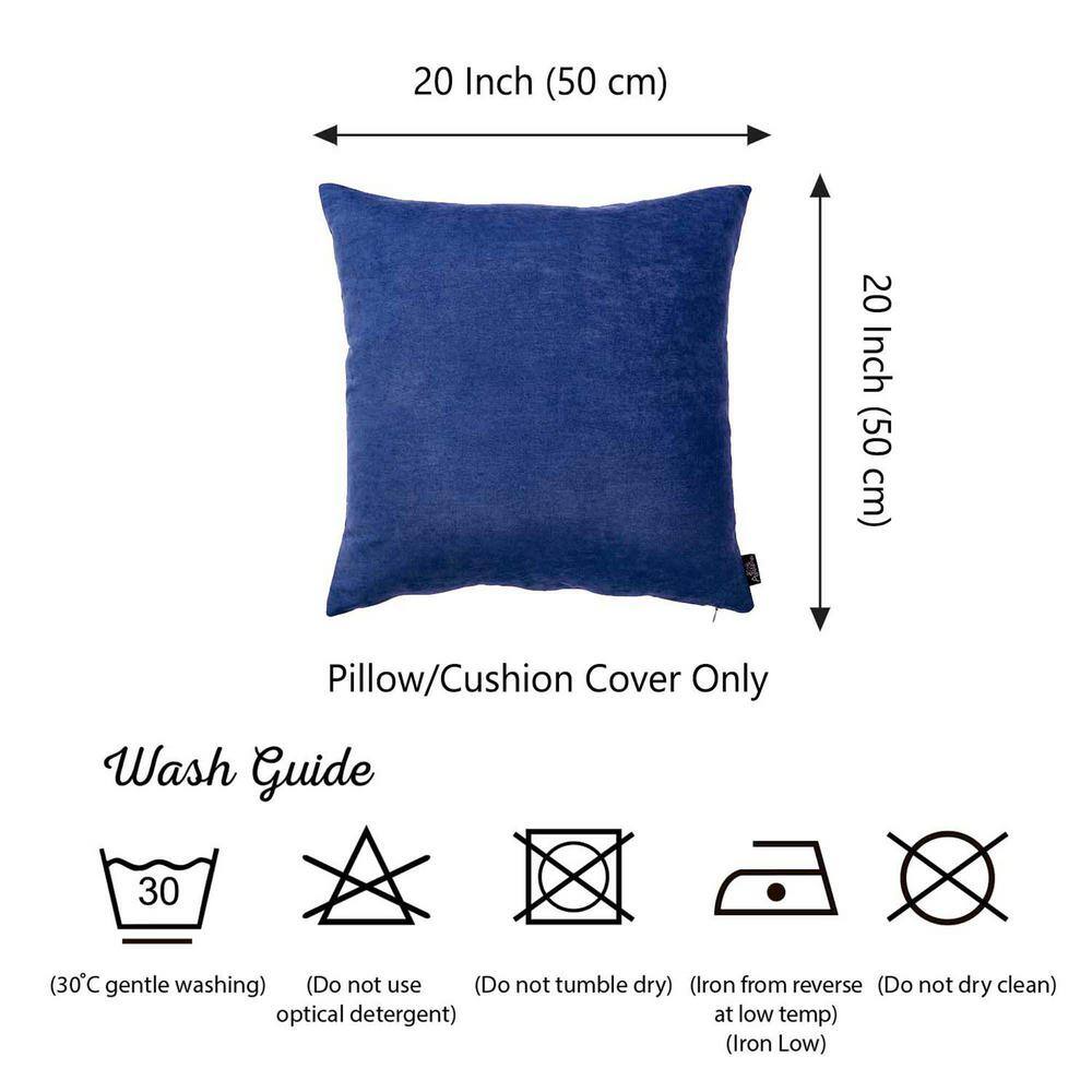 Navy Blue Polyester Square Throw Pillow Covers Set of 2