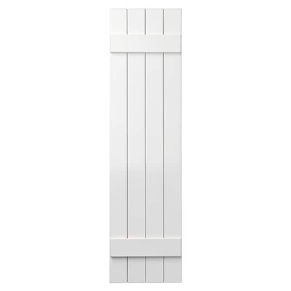 Ply Gem 15 in. x 51 in. Polypropylene 4-Board Closed Board and Batten Shutters Pair in White