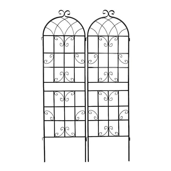 Unbranded 2 Pack Black Metal Garden Trellis, 71 in. x 19.7 in. Rustproof Trellis for Climbing Plants Outdoor Flower Support