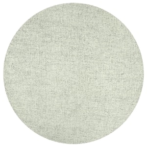 London Collection Green/Ivory 10 ft. Round Hand-Tufted Solid Area Rug