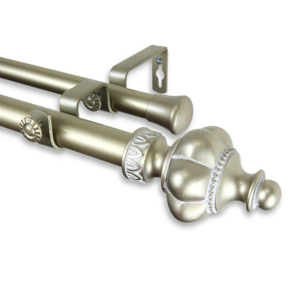 48 in. - 84 in. Telescoping 1 in. Double Curtain Rod Kit in Light Gold with Terra Finial price history on PriceWatchPro