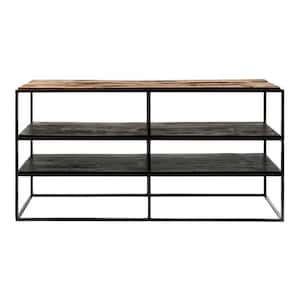Rustic Boat Wood and Black TV Stand Fits TV's up to 42 in. with Cabinet